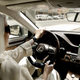 A female driver with Careem in Riyadh, Saudi Arabia, in June 2018.
